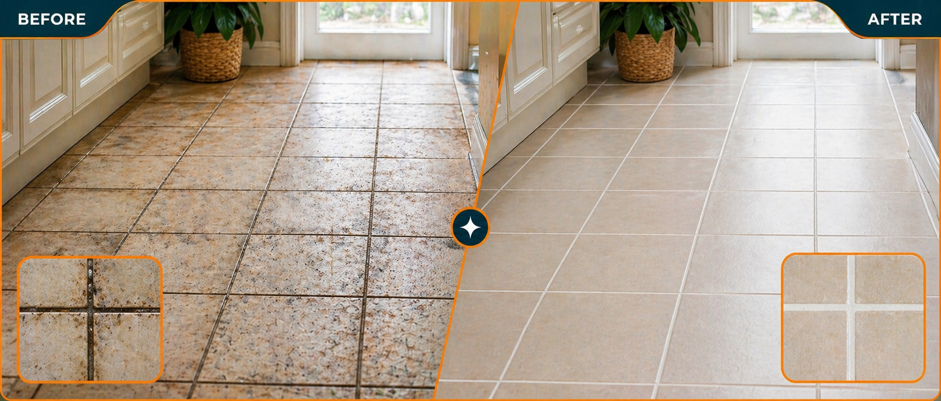 Tile and Grout - Before & After cleaning